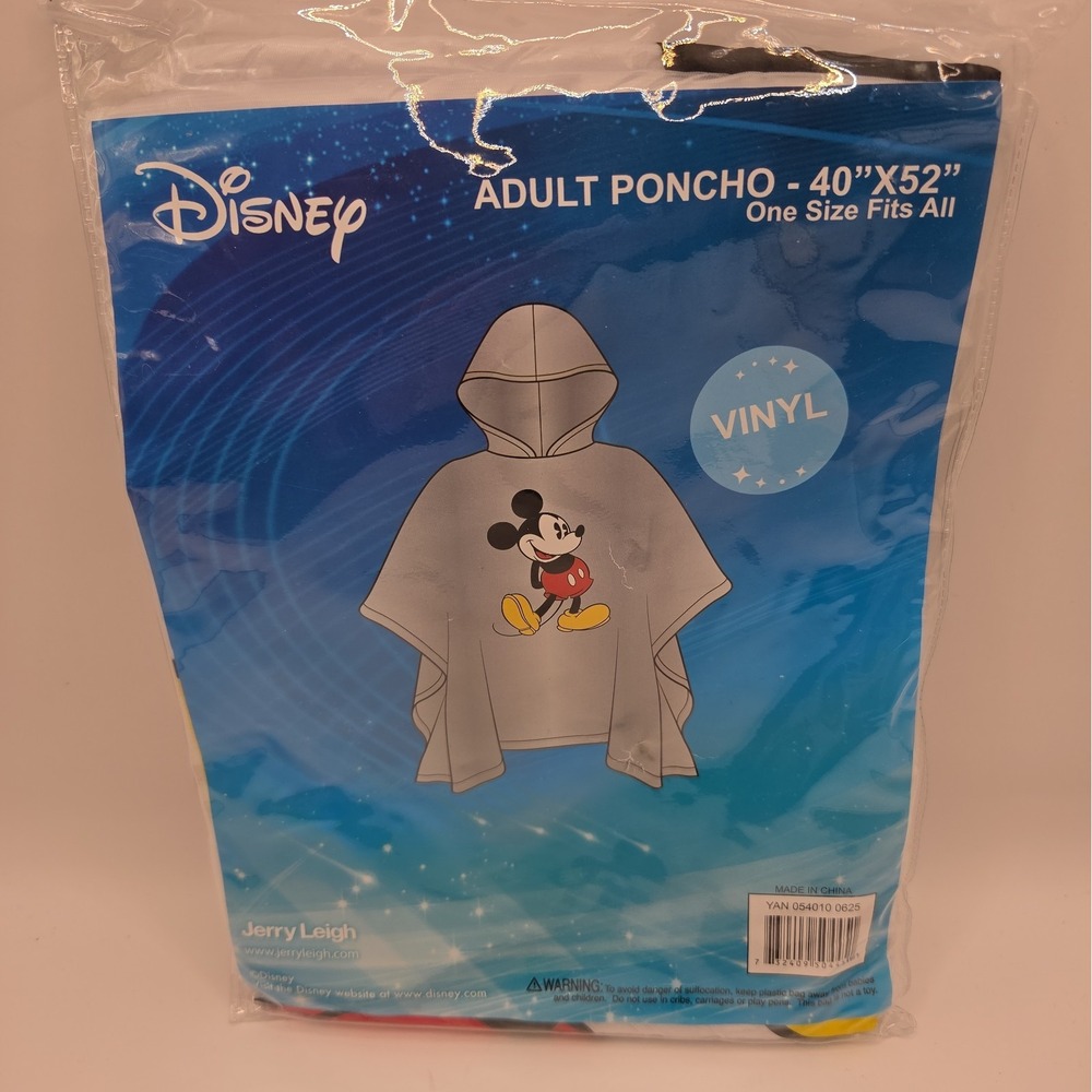 Disney Mickey Mouse Clear White Minnie Adult Poncho 40"X52"